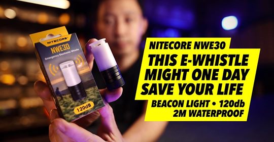 Let's take a look the NWE30 - Emergency Electronic Whistle with 120dB Buzzing Output and Beacon Signal Flashing of 2000 Lumens.