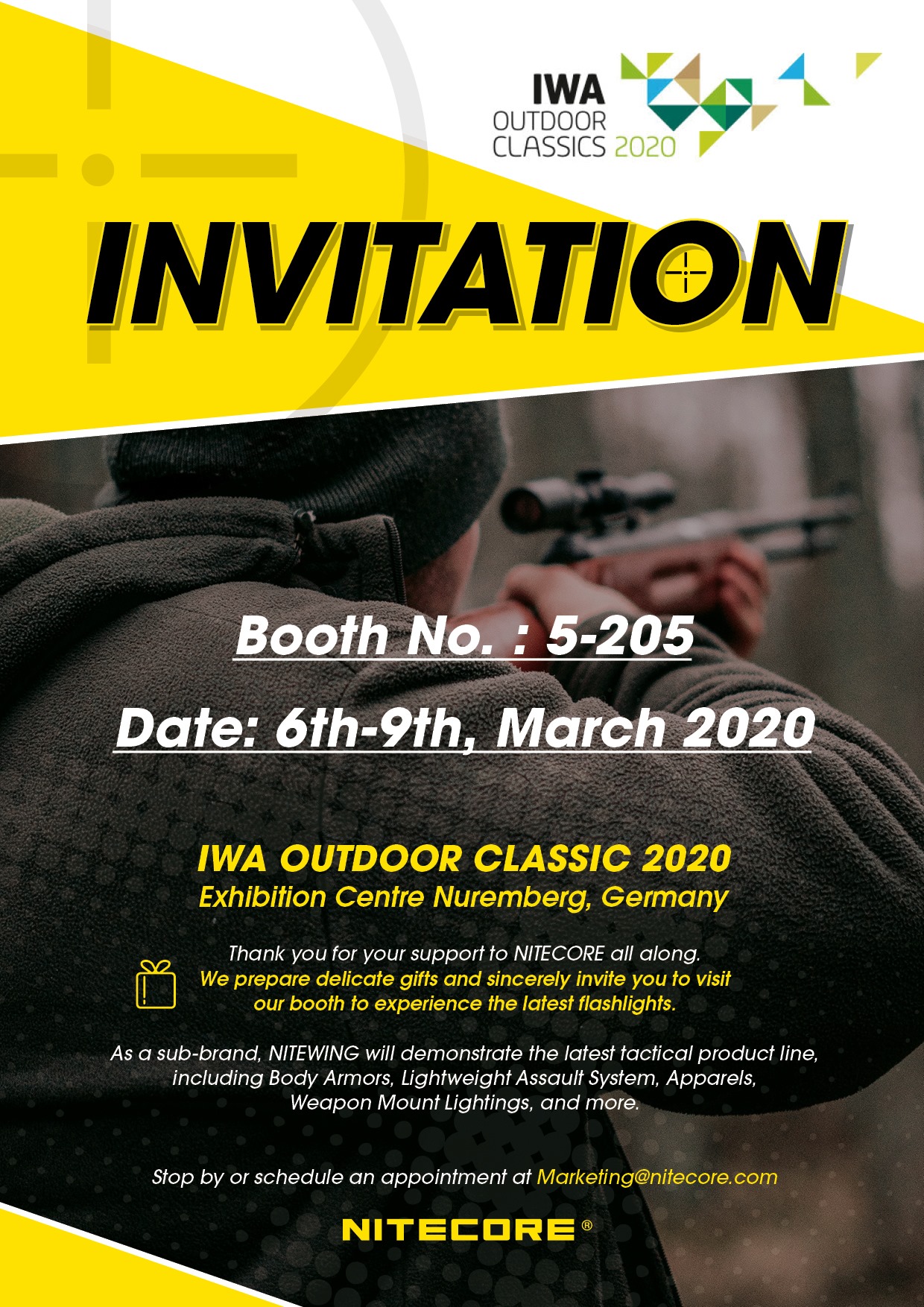 ⭕️INVITATION⭕️ IWA OutdoorClassics 2020 is coming. NITECORE will exhibit new products at booth 5-205. You are welcomed to visit us and more delicate gifts are prepared for you.😊😊 