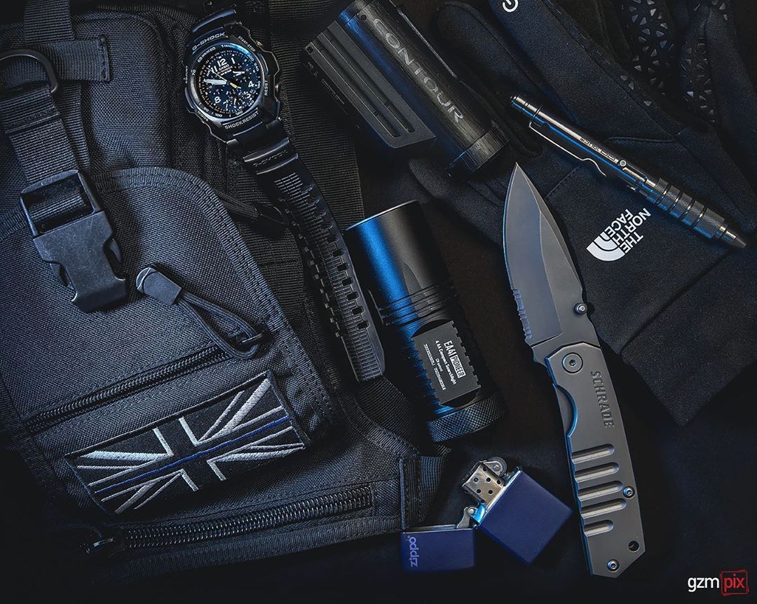 Black-grey-black color for everyday carry gear collection. 