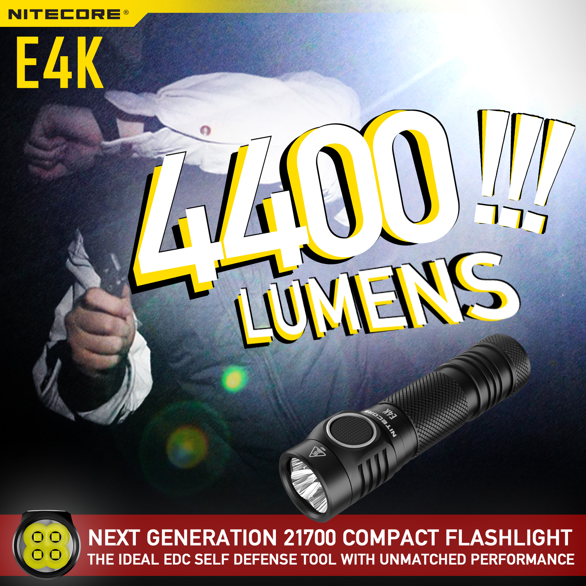 🔥🔥Light against the threat🔥🔥 With the blazing output of 4400 lumens and intuitive design, E4K not only can help you to see in the dark but also provide you the can defend against the attacker before getting into danger. The ideal EDC self defense tool with unmatched performance!!!...