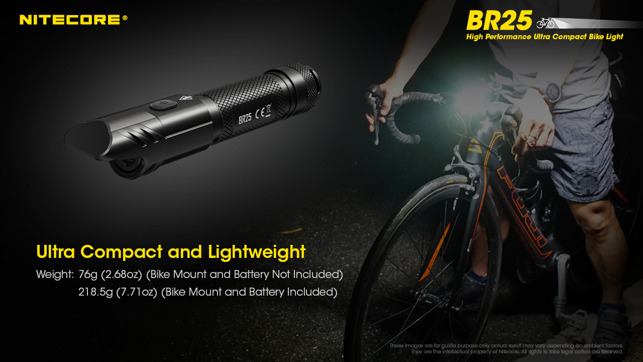 *Utilizing a Luminus SST-40-W LED with an outstanding max output of 1,400 lumens, the BR25 is ready to guide your ride through darkness.