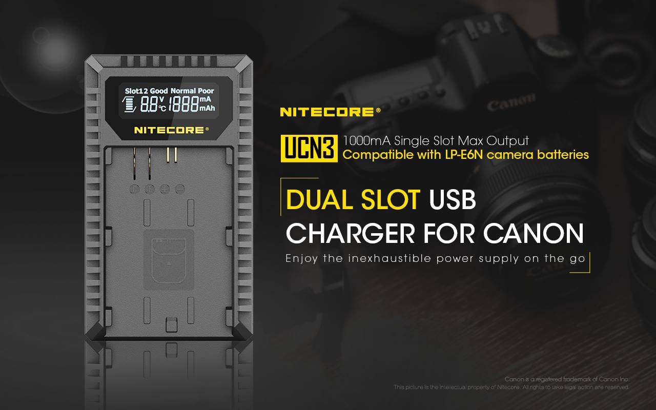 🔥NITECORE NEW RELEASE🔥 UCN3 Camera Charger for Canon LP-E6N‼️ ⭕Dual slot ...