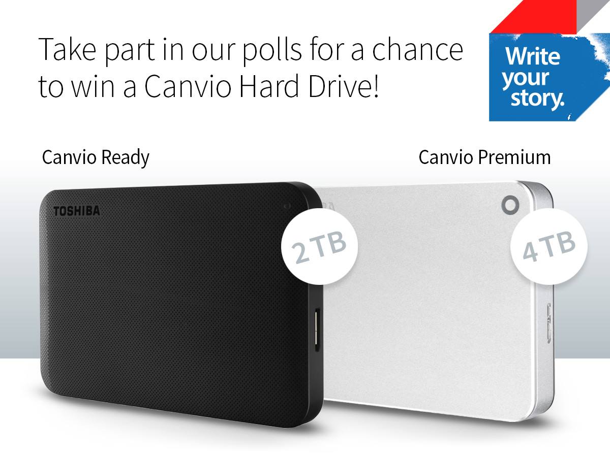 We are giving away some great prizes: a silver 4TB Canvio Premium and a black 2TB Canvio Ready! For a chance to enter the draw answer our polls now, which are running for 2 weeks until 26 March. To enter and for more details, check out our event here: www.tomtop.com  