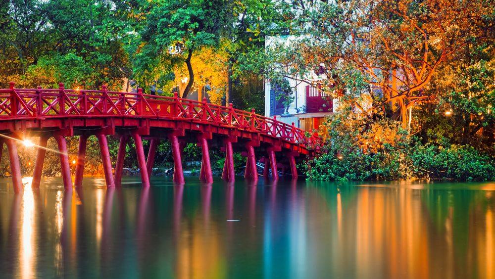 This elegant red bridge is known as Huc Bridge. When travelling to places such as the Old Quarter of Hanoi, you would want to take beautiful photos that you can view after your trip.