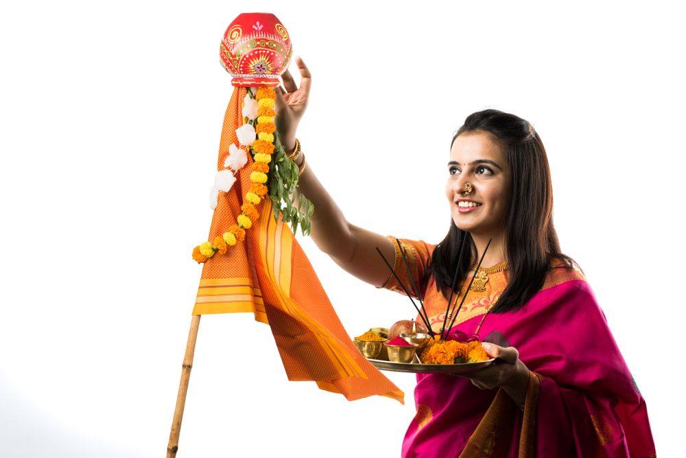 A lady in her traditional costume at Gudi Padwa - a new year celebration among Marathi and Konkani Hindus in western India. For a reliable SD card to store beautiful moments like this - think Toshiba. 