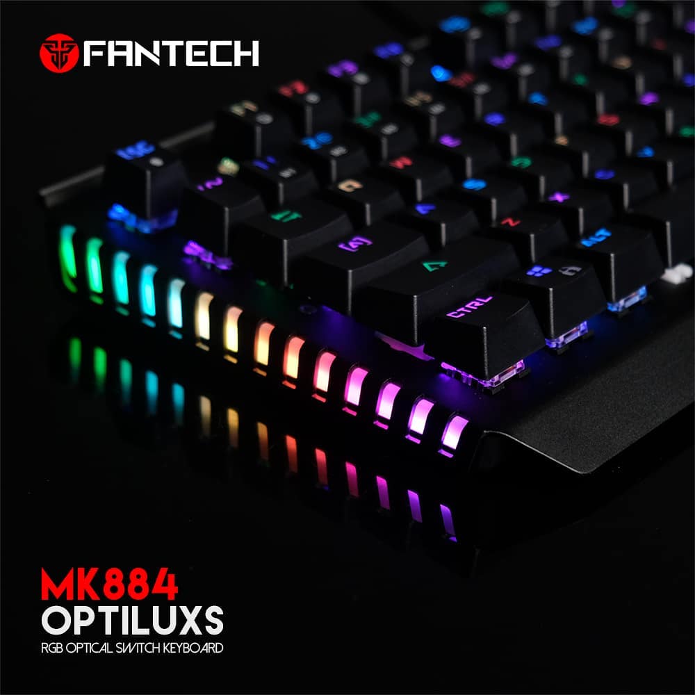 MK884 OPTILUXS RGB OPTICAL SWITCH KEYBOARD with dual sided lighting effects