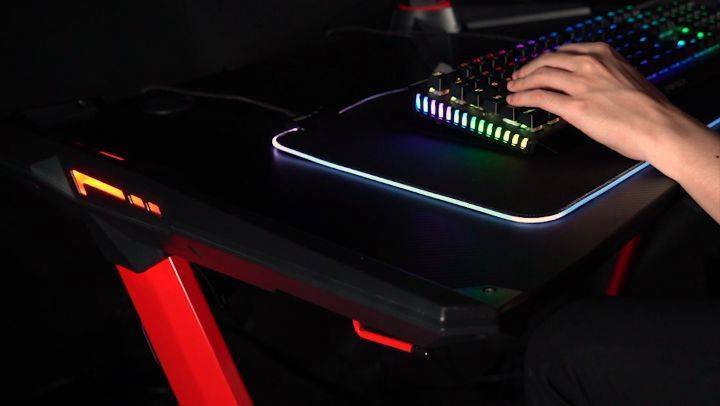 Take your gaming experience to the next level, with GD612 BETA Gaming Desk, features customizable RGB light color on both sides of the table, and thanks to the ergonomics design, cable management, cup holder and headset holder that gives you a clean and tidy desktop and keep your focus on your game! .