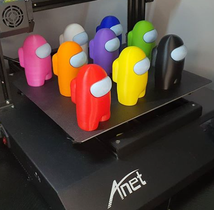 😉😉Playing game, Printing game.  Some Among Us Crewmates! Color changing filaments this Among Us worked so awesome! And the extruder knob looks so cute.😍😍 Printed in Anet ET4 and ET5 Pro by @myonline3dprinter @EliasRuiz ...