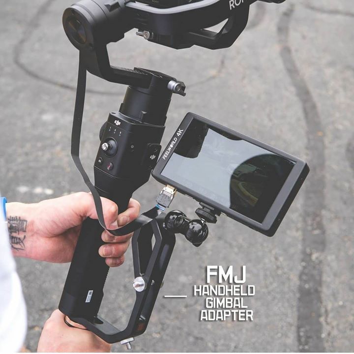 The FMJ Handheld Gimbal Adapter makes it SIMPLE to attach your monitor, microphone, & other accessories to your DJI Ronin-S. *Also compatible: All Zhiyun Gimbals, Moza Air/Aircross, Feiyu, Ikan, & Many More. 