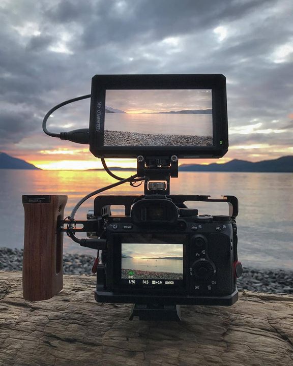 Filming in Johnston Strait for @greywolfexpeditions Sonya7III,  SmallRig cage,  Feelworld F6 5.7 inch monitor.