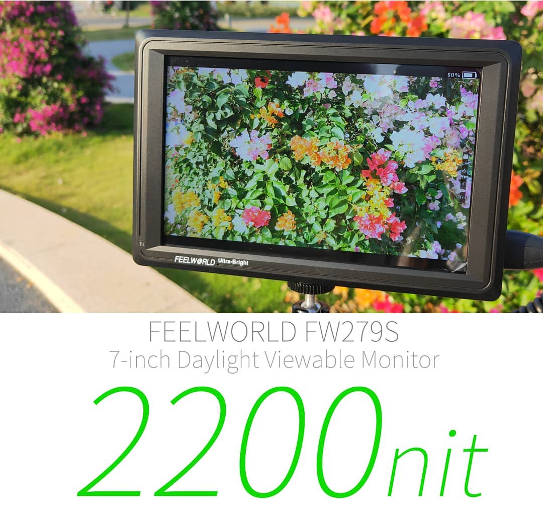 FEELWORLD New Release 7 inch 2200nit ultra bright, it is amazing display under sunlight viewable,  no need sunshade.