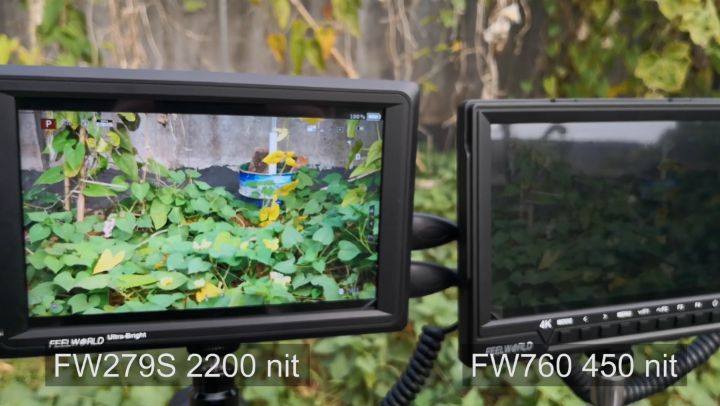 FEELWORLD New Release 7 inch 2200nit ultra bright, compare with 450nit, it is amazing display under sunlight viewable, even no need sunshade.