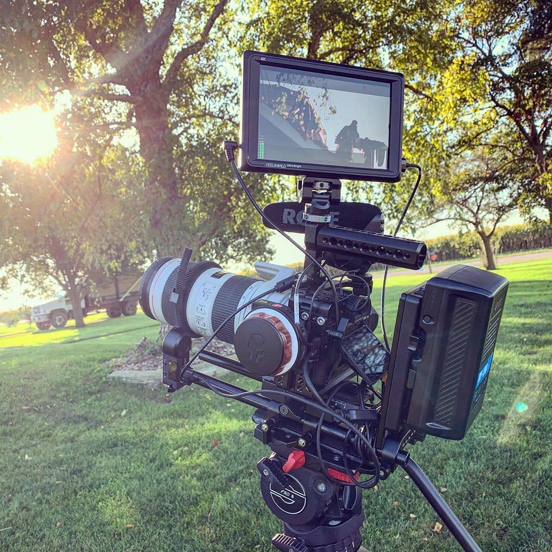 Taking a new camera setup out for a spin today too. Caged up the A7Rii and have it paired with a canon 70-200, Tilta Nucleus follow focus, Feelworld FW279 ultrabright 2200nit 7” monitor, all powered via a vmount battery, sitting atop the Satchler FSB-8 sticks. Just need to get the wires affixed now that I’ve had it through it’s paces. #tiltanucleusm #sonya7rii #feelworldmonitor #freelancevideomaker 