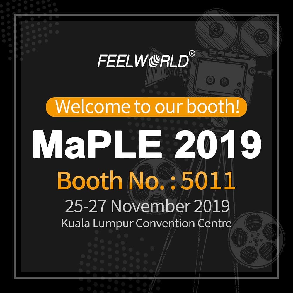 Welcome to our meet us at MaPLE2019, to experience FEELWORLD newest field monitor, LUT 7 7 inch 3D LUT touch screen field monitor with waveform, vector scope.