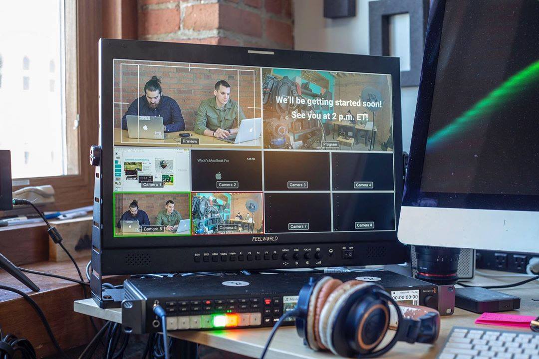 More photos from the setup the other day! Our @feelworld_monitor is looking amazing when being used with a @blackmagicnewsofficial atem.  Also, I would highly recommend these @audiotechnicausa headphones for any production. 