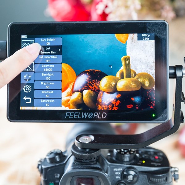 FEELWORLD F6 PLUS provides S-Log2/3, V-Log, Log-C, etc., to convert Log mode to Rec. 709 for all major cameras. User-created 3D LUT cube or calibration 3D LUT cube can be uploaded to F6 PLUS by SD card. The LUT loading function makes the color calibration work of the previous shooting easier and more intuitive, optimizes the workflow and improves work efficiency.  Get yourself one FEELWORLD F6 PLUS 5.5'' filed monitor with LUT and touch feature to simplify the way you film....