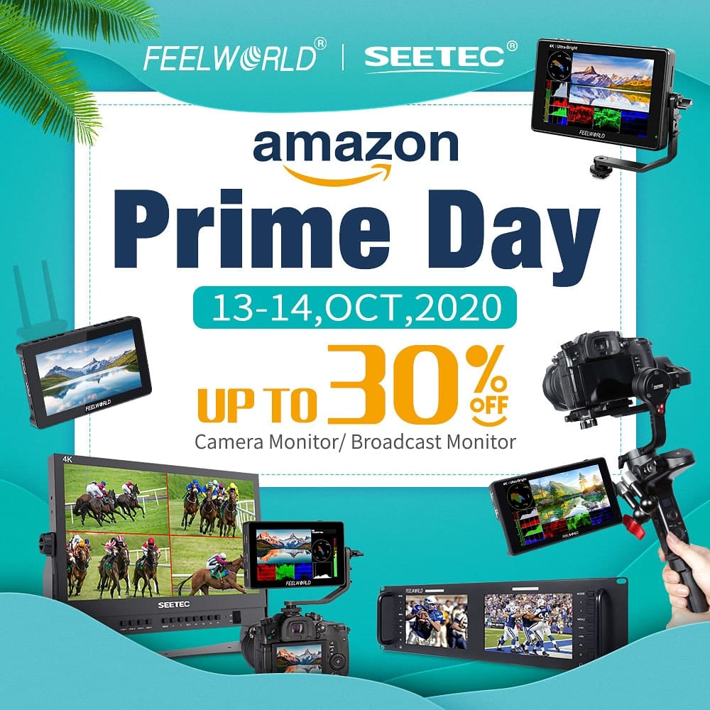 😃🙌🎉Amazon Prime Day will coming, SALES UP TO 30% OFF on FEELWORLD camera monitor and SEETEC broadcast monitor.  👉 Deal start at Amazon US, JP, UK, DE, IT, ES, FR, NL, AU, AE local time: (00:00, OCT,13,- 23:59 OCT,14, 2020)Get yourself one FEELWORLD Let your filming see clearly, focus easily and exposure accurately!  