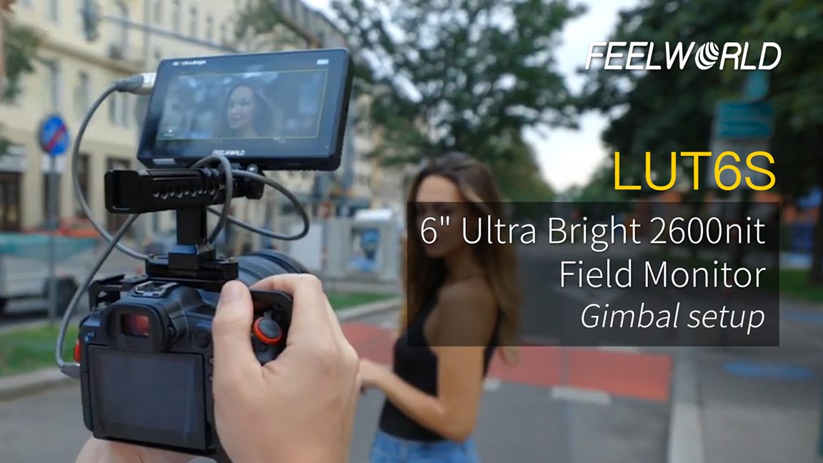 FEELWORLD LUT6S is a 6" ultra bright 2600nit touch screen HDR monitor, amazing viewable in directly  sunlight. Portable size ideal for run and gun gimbal setup. With waveform, load your own LUTs.  The field monitor can be used with DSLRs, mirrorless camera but also professional camcorders and cinema cameras because it also features 3G SDI in- and outputs. Review by:  Monkeypixels... Shop Now: www.feelworld.ltd