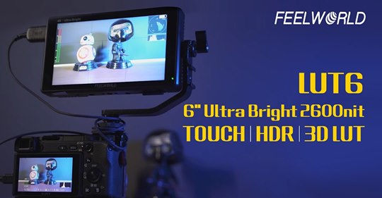 FEELWORLD LUT6 - 6" Ultra Bright 2600nit HDR Monitor with Waveform LUT The FEELWORLD LUT6 is a 6" ultra bright 2600nit field monitor, viewable in the directly sunlight. The resolution is 1920 x1080 full HD, it supports 4K input signals. With full functions such as waveform, histagram, HDR, LUT, etc.. Amazing portable lightweight, can be used with handheld stabilizer.... Review by: KyuQ캡틴규큐 Shop Now: www.feelworld.ltd