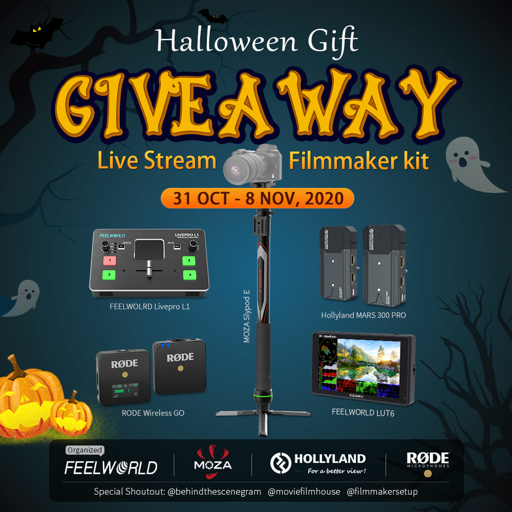 🎃HALLOWEEN #GIVEAWAY 🎃 “Live Stream | Filmmaker kit”, 👉Head over to our Instagram @feelworld_monitor page to ENTER the