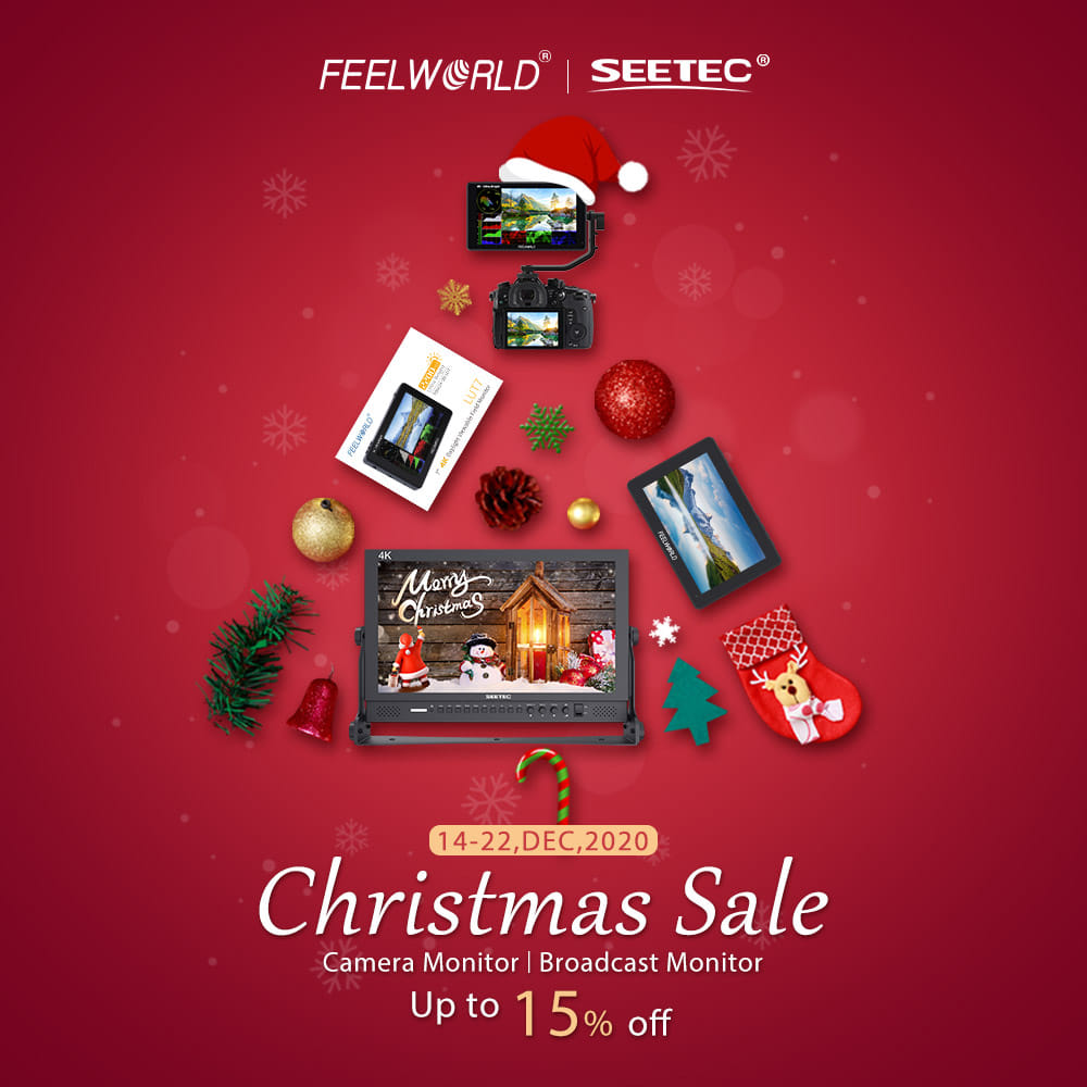 🎅🎄#ChristmasSale officially launched!!!Add your favorite monitor to the wish list and save up to 15%off.  New Release FEELWORLD LUT6, LUT6S 6'' 2600nit, LUT7, LUT7S 7'' 2200nit ultra bright camera monitor with LUTs Waveform.