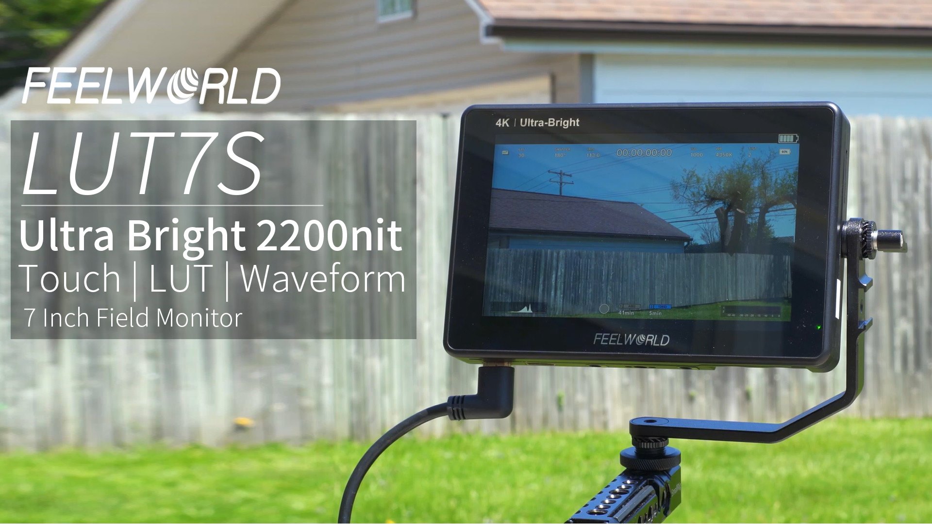 What's going on guys, all right so today we're going to talk about a problem that a lot of those filmmakers have when filming in direct sunlight, we got solution this is the FEELWORLD LUT7S 7‘’ ultra bright 2200nit touchscreen monitor with waveform LUT now