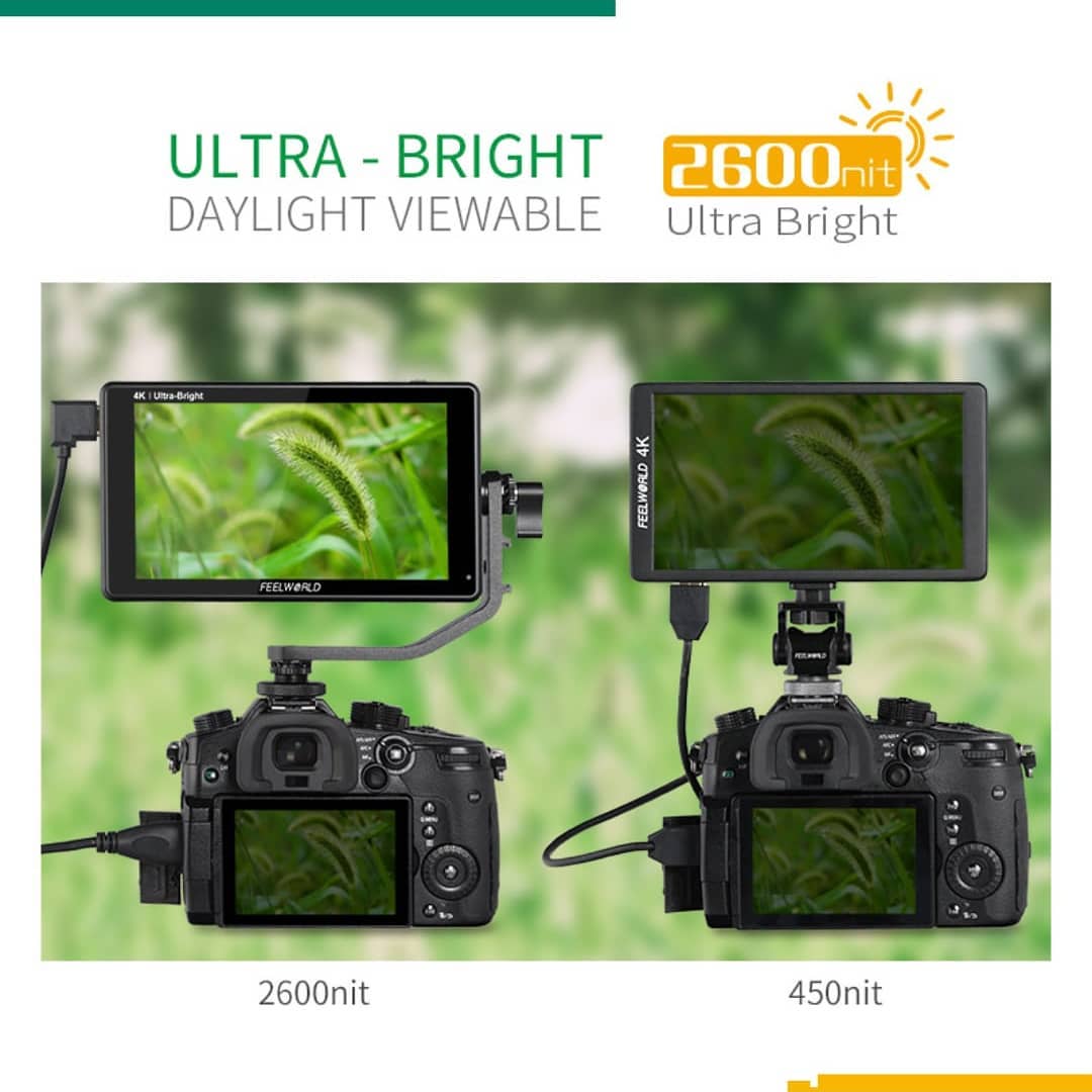 30% OFF  | FEELWORLD new release LU6 / LUT6S  6" Ultra Bright 2600nit Touch Screen  HDR Monitor, viewable in directly sunlight.  With waveform, custom load 3D LUTs. Portable size  and lightweight ideal for run and gun gimbal setup.  LUT6S (with SDI) 389.99USD