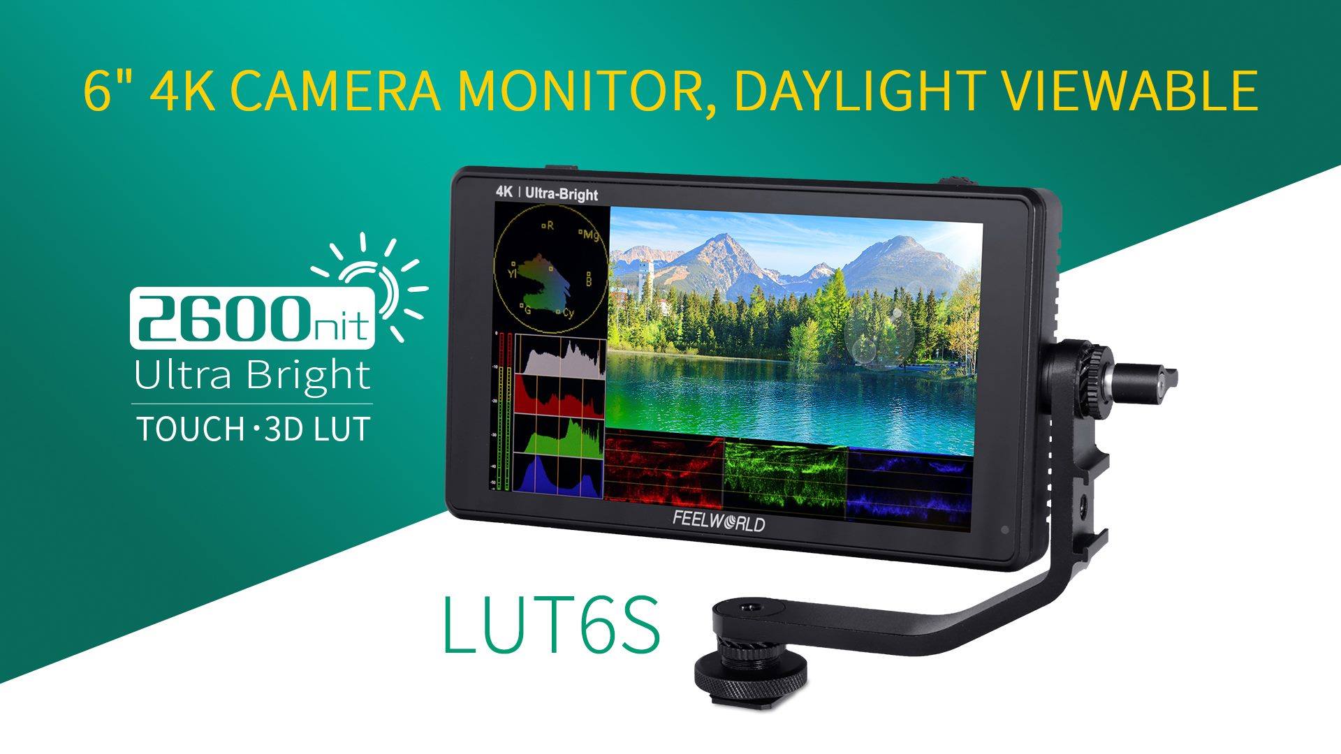 FEELWORLD LUT6S is a ultra bright 2600nits monitor, which can visible in the sun. Usually shooting outdoor under strong light, especially for individual shooting, if you use a bright monitor, it will save a lot of troubles. With compact design, LUT6S suit for handheld stabilizer. It also contains professional monitoring tools, such as waveform histograms, vectorscope, etc., allowing you to accurately expose and compose images. We need your valuable feedback to improve it....