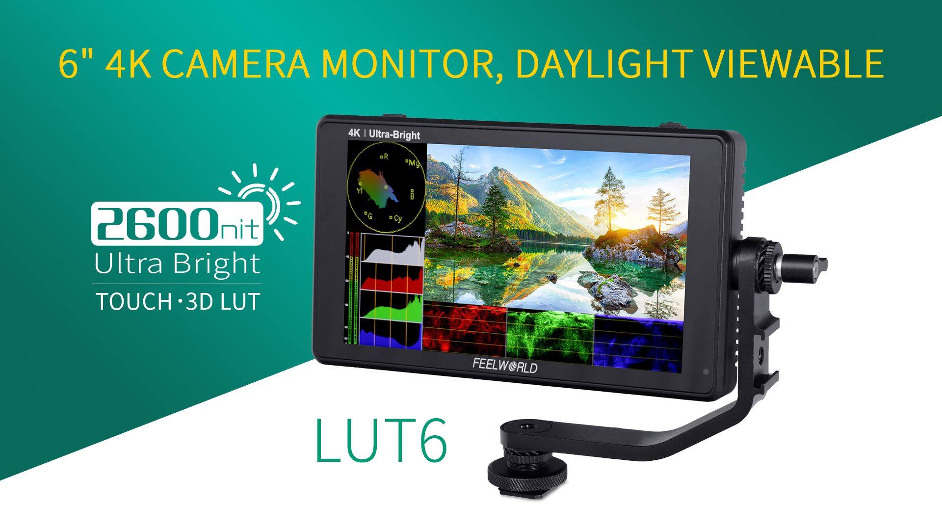 FEELWORLD LUT6 is a ultra bright 2600nits monitor, which can visible in the sun . Usually shooting outdoor under strong light, especially for individual shooting, if you use a bright monitor , it will save a lot of troubles.  With compact design, LUT6 suit for handheld stabilizer. It also contains professional monitoring tools, such as waveform , histograms, vectorscope, etc., allowing you to accurately expose and compose images. We need your valuable feedback to improve it....