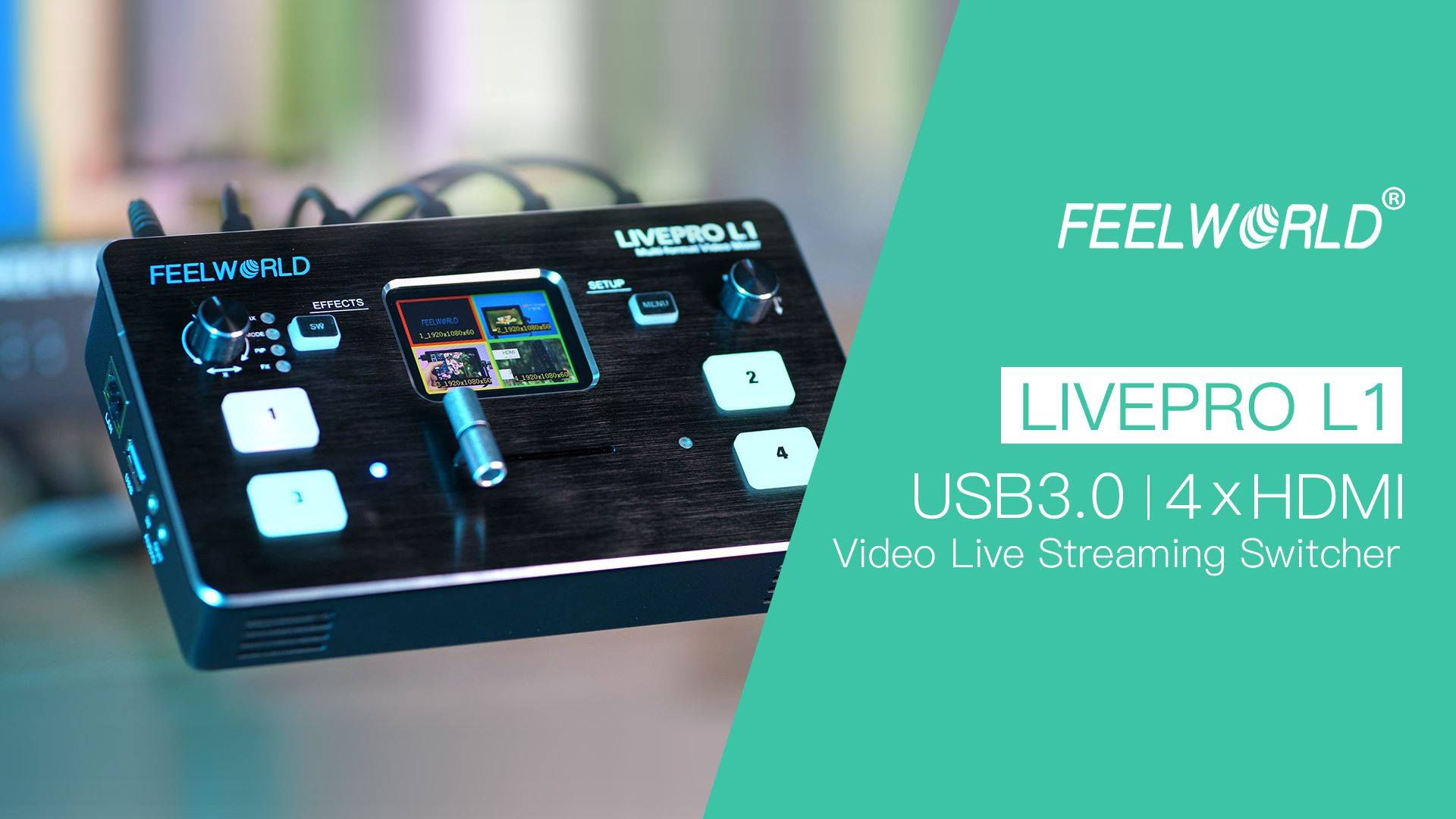 In order to make the live broadcast simpler, FEELWORLD launched LIVEPRO L1, an ultra-small signal switcher with 4 HDMI inputs, suitable for multi - camera live production and real-time live streaming . With it, one person's online live broadcast and multi - signal control will become simpler and easier than ever before. Shop Now: www.feelworld.ltd