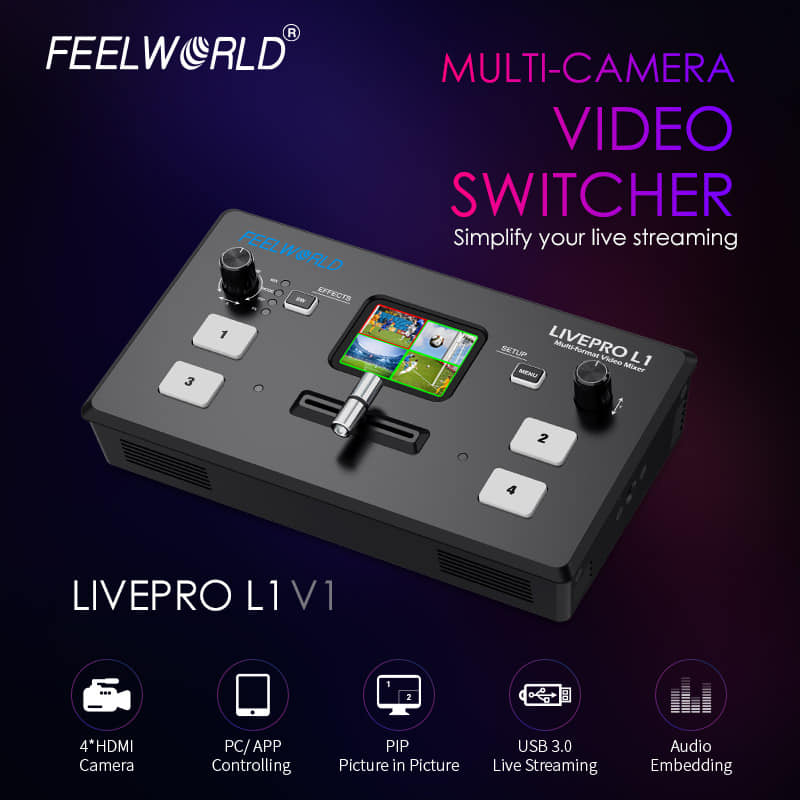 FEELWORLD update LIVEPRO L1 to the new version LIVEPRO L1 V1, it not only changes the appearance, which is lighter and easier to dissipate heat but also optimize some program and function.  It will give you more comfortable and amazing using feeling. 