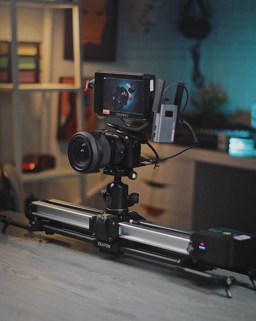 🔥Zeapon camera slider setup, FEELWORLD F6 PLUS 5.5" camera monitor.