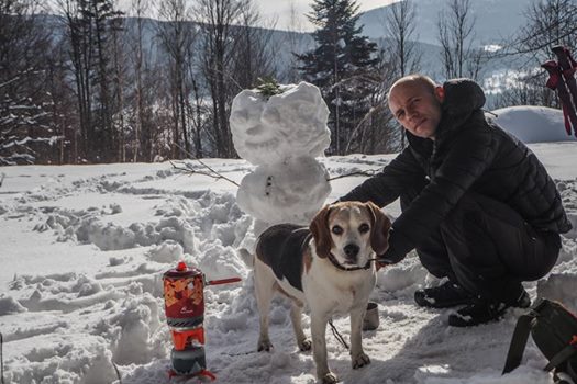 Dog, Snowman and Nature.