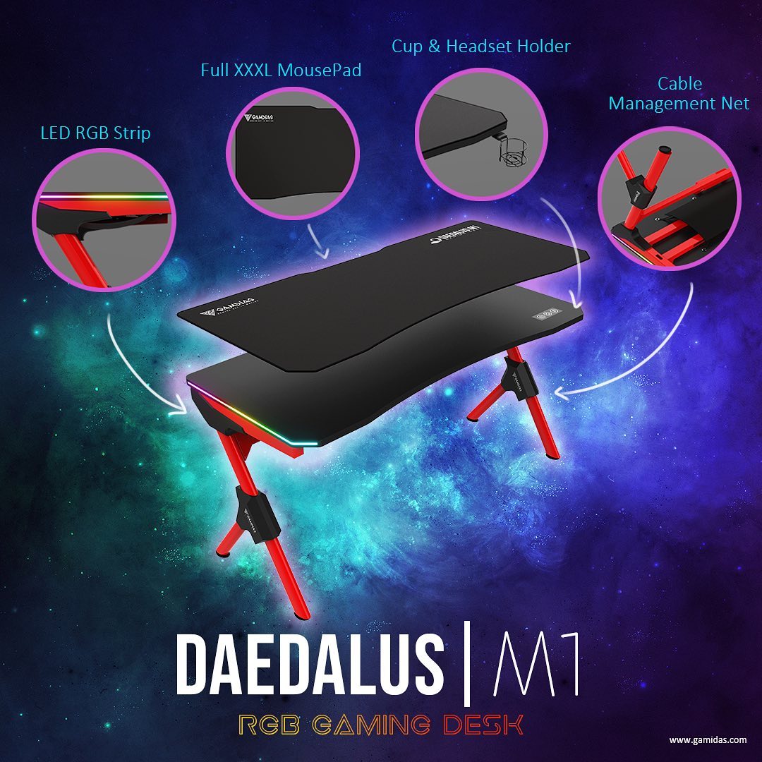 🟡Achieve the dream setup we’ve all been wanting for❗️with DAEDALUS|M1🌈RGB Gaming Desk ===========================