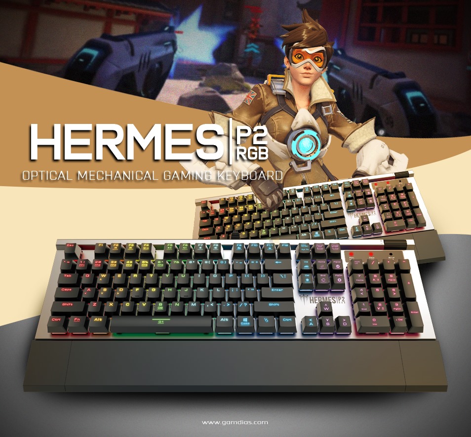 Get good using fastest response rate gaming keyboard! Opto-mechanical gaming keyboard, HERMES P2