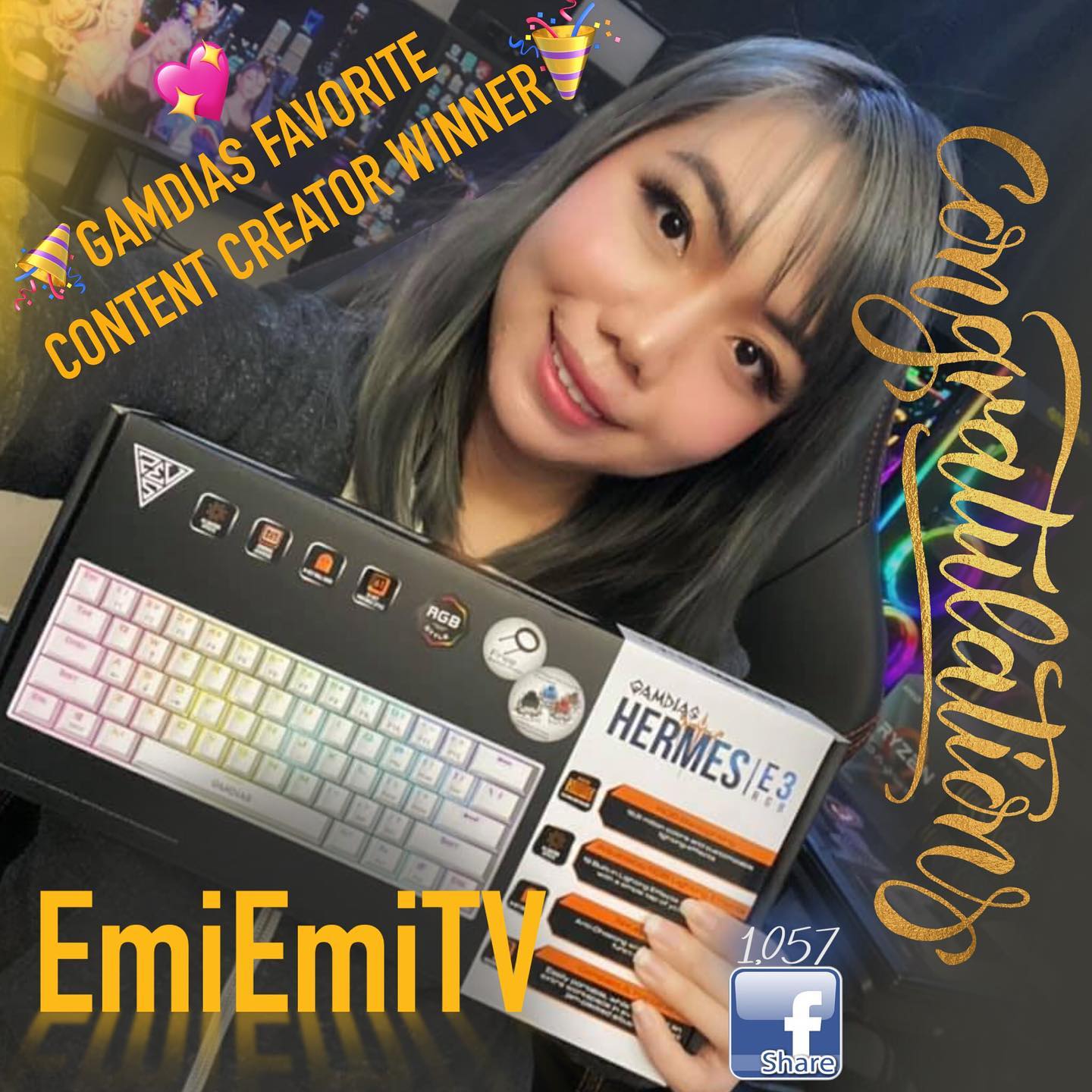 🎉Congratulations to EmiEmiTV @emiemitv12  for winning our “Your Favorite GAMDIAS Content Creator” event!!🎉 Garnering 1057 total shares!