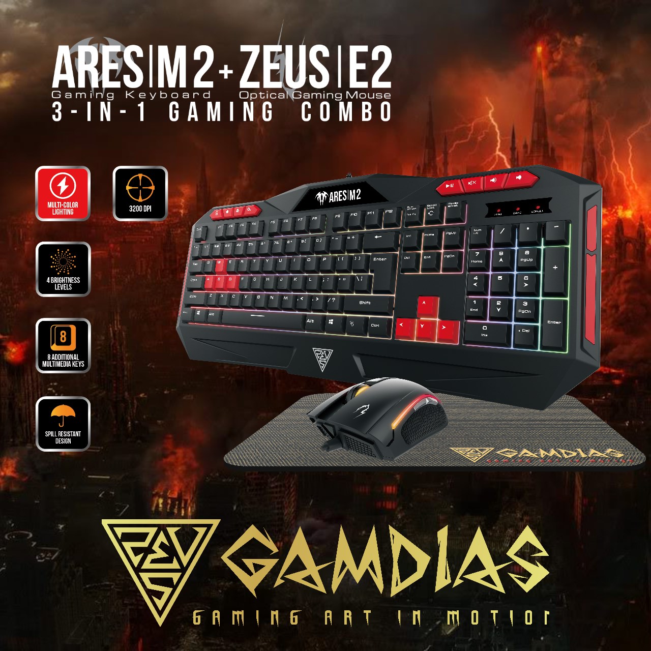 ARES|M2+ZEUS|E2 3-in-1 Gaming Combo ARES M2: