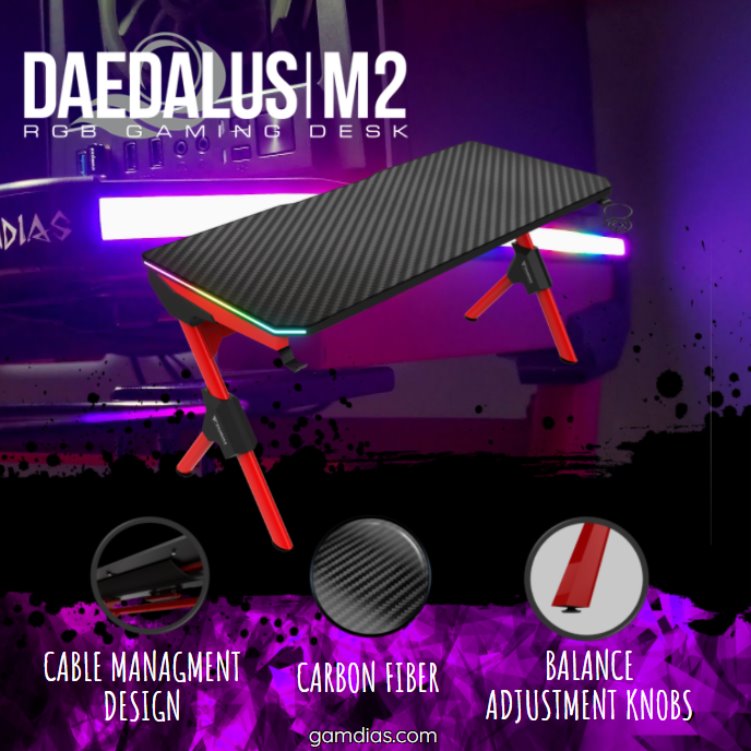 DAEDALUS M2 RGB gaming desk features: 