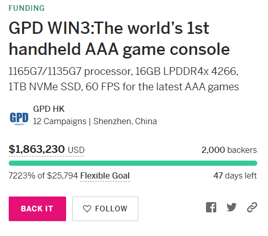 Other milestone for 2000 backers, 3rd day.