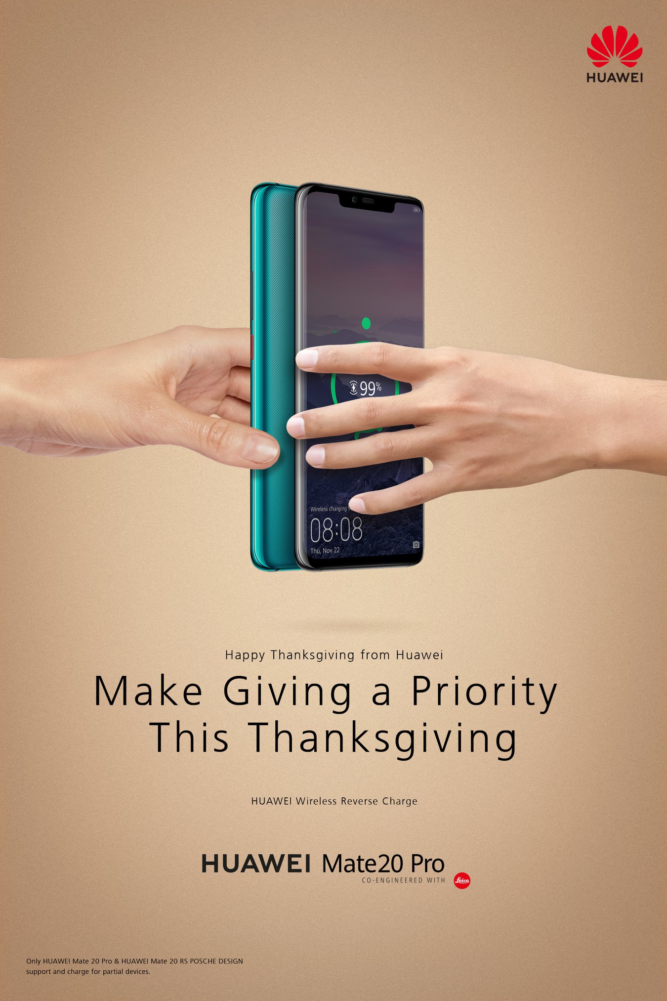 Happy Thanksgiving. Sharing is caring. Give your power to your friend with #HUAWEIMate20pro