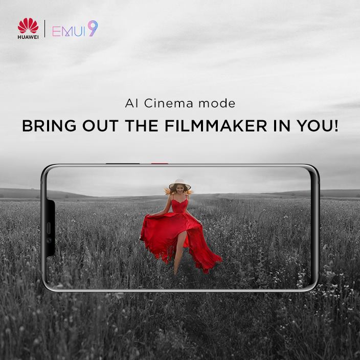 Do you often aspire to explore the filmmaker in you? With automatic hue, saturation and brightness adjustment on video footage, #AI Cinema Mode on #EMUI 9.0 is here to get the job done for you!