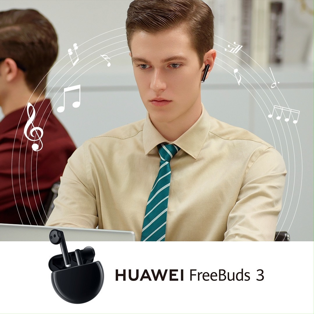 Got an 👂  for music? #HUAWEIFreeBuds 3 brings active noise cancellation capable of adapting to wherever you are & ergonomic comfort for all-day wear. 