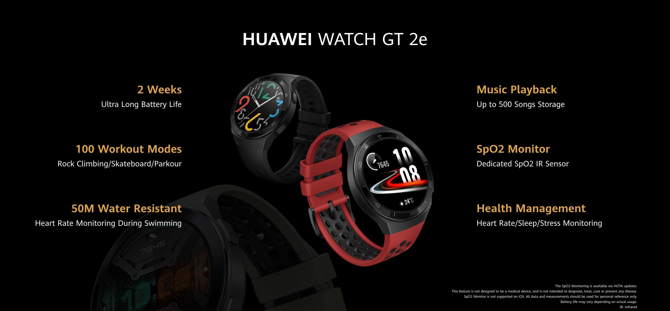 The #HUAWEIWATCHGT2e is perfect for those who have an active lifestyle! With 2 weeks of ultra long battery life, 100 workout modes and other exciting features, you can get ready to #PlayFor2Weeks.​