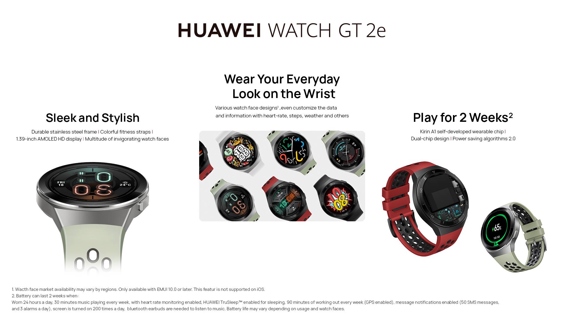 Enjoy 2 weeks of non-stop, uninterrupted adventure with the new #HUAWEIWATCHGT2e 🏄 🧗 🚵‍♀️ 🏊 See power and style come together for a full #PlayFor2Weeks experience 