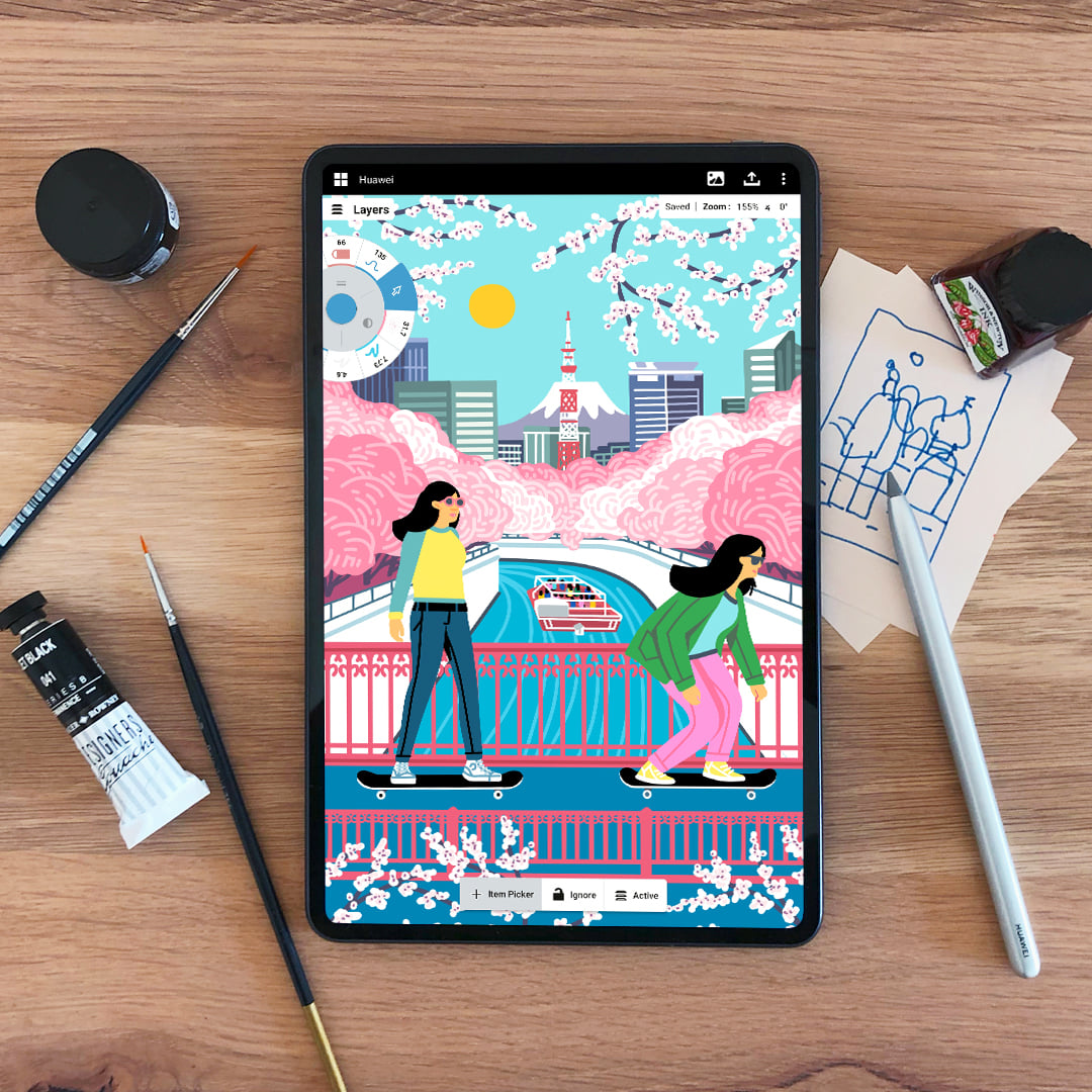 Paired with the M pencil, the #HUAWEIMatePadPro is the perfect tool for creativity and visualisation. ​