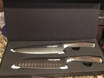 #Homgeek 2 Piece Knife Gift Set includes a 7" Santoku Knife and an 8" Chef Knife to meet your different cutting or chopping demand. For self or for a gift, it