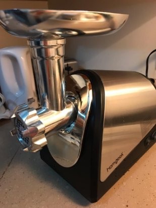 #Homgeek Electric Meat Grinder is a multi-function machine, you could grind, make sausage and mince. It doesn't take up much of counter space and was easy to clean.