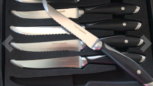 #Homgeek Steak Knives Set is a nice, inexpensive set of everyday steak knives and they are also good enough to use when you have guests.