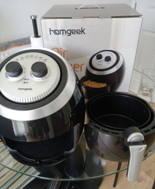 #Homgeek Knob Control Air Fryer has a timer, will shut off automatically at the preset time. You can just leave it on the timer and come back with the food being ready.