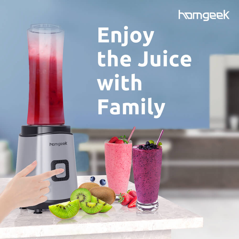 😎Enjoy the juice with family.#Homgeek Portable #Blender make  fresh fruit in an instant🍎🍇🍉